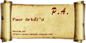 Paor Arkád névjegykártya